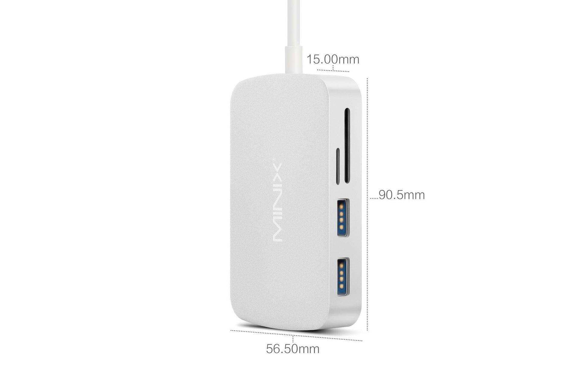 MINIX NEO C-GSI Multiport-Adapter – USB-C, 1× HDMI, 2× USB-A, SD/microSD, für Windows/Mac/Linux