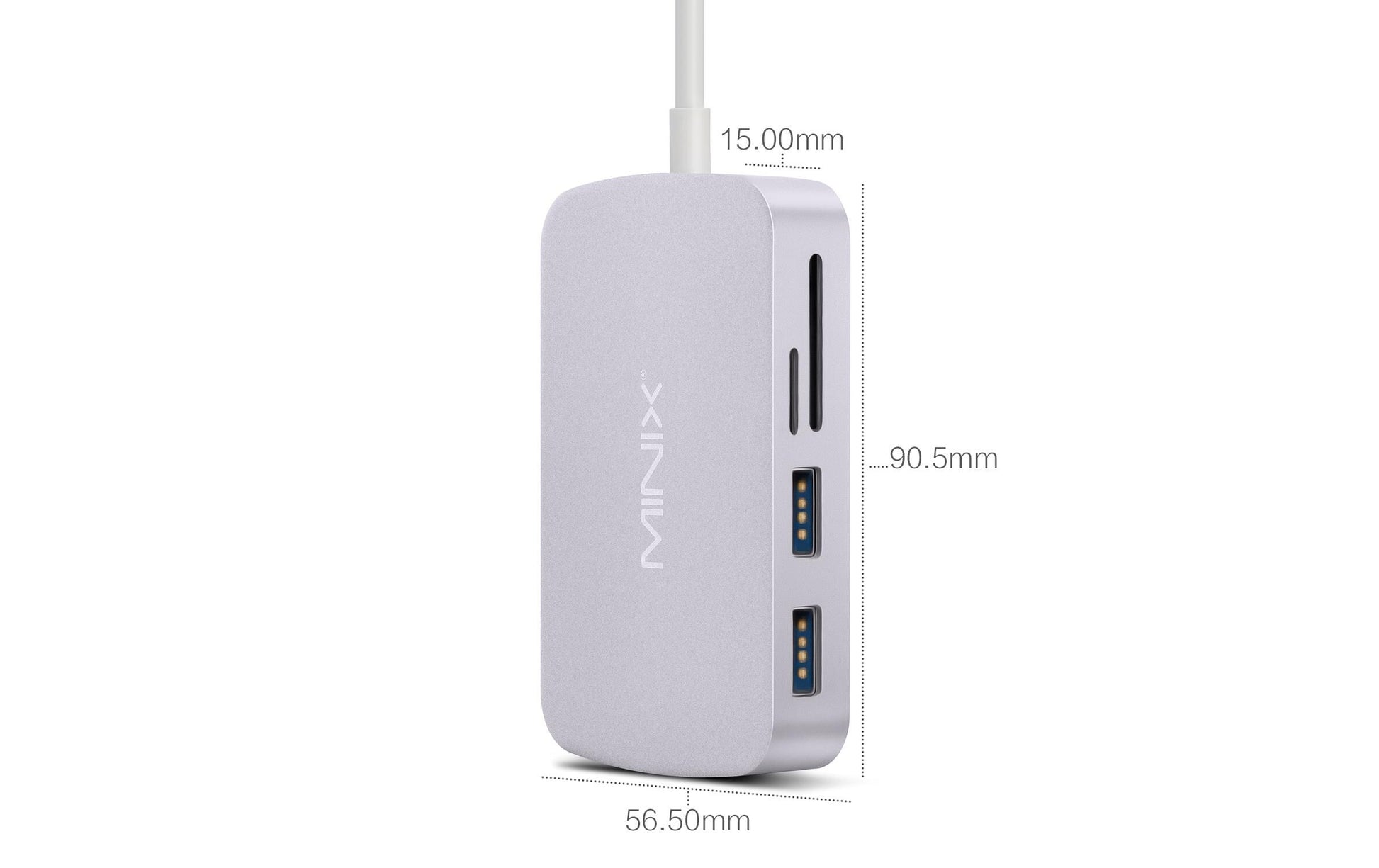 MINIX NEO C-GGR Multiport-Adapter – USB-C, 1× HDMI, 2× USB-A, SD/microSD, für Windows/Mac/Linux