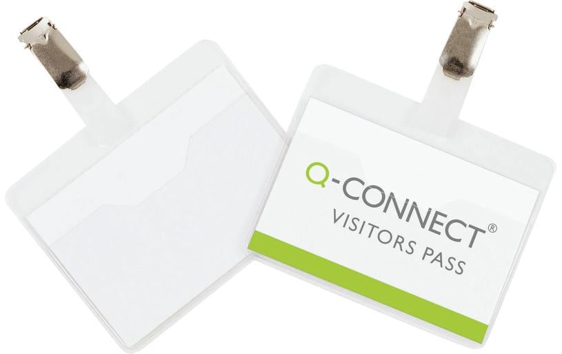 Q-CONNECT Namensschild mit Clip – 90 × 60 mm – Polypropylen (PP) – transparent – 25 Stk.
