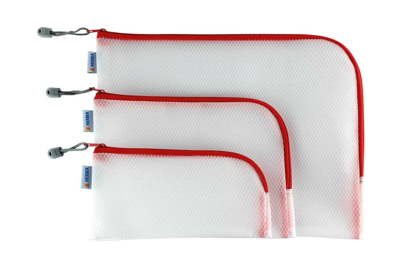 HERMA Reissverschlusstasche Etui – Rot – Kunststoff – 26,0 × 20,0 × 0,7 cm