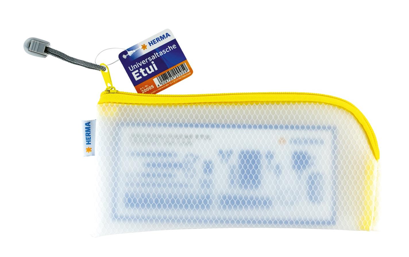 HERMA Reissverschlusstasche – Gelb – Kunststoff – 23 × 11 × 0,7 cm