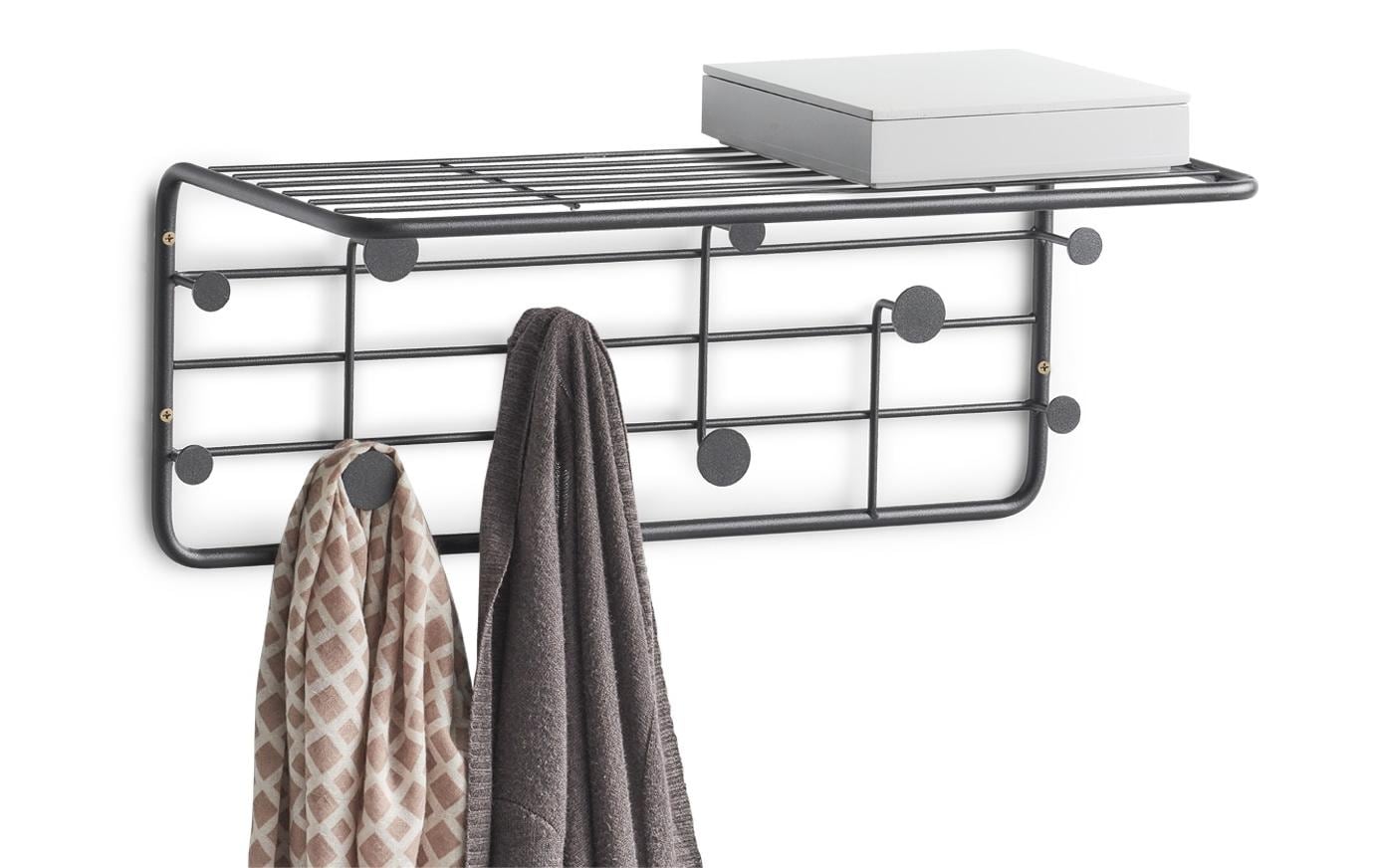 Zeller Present Wandgarderobe 10 Haken – Metall – Schwarz – 514 × 210 × 240 mm