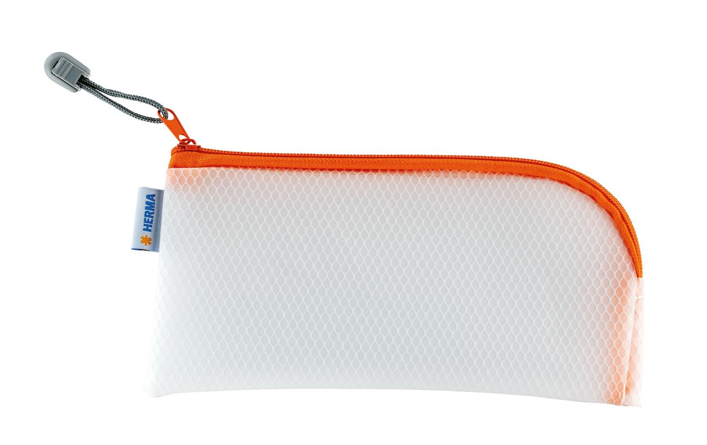 HERMA Reissverschlusstasche – orange – Kunststoff – 23 × 11 × 0,7 cm