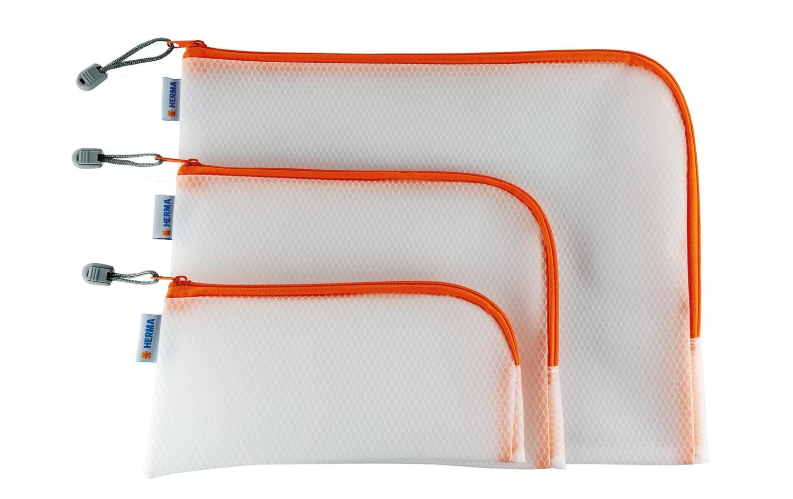 HERMA Reissverschlusstasche – orange – Kunststoff – 23 × 11 × 0,7 cm