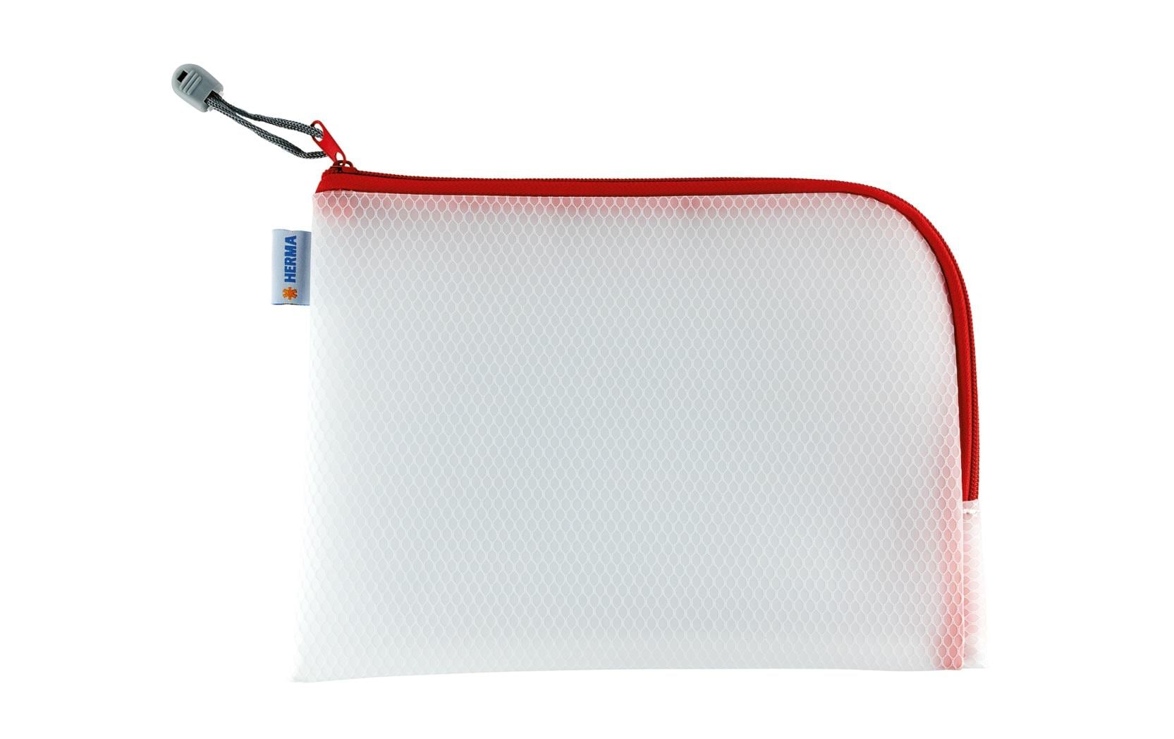HERMA Reissverschlusstasche Etui – Rot – Kunststoff – 26,0 × 20,0 × 0,7 cm