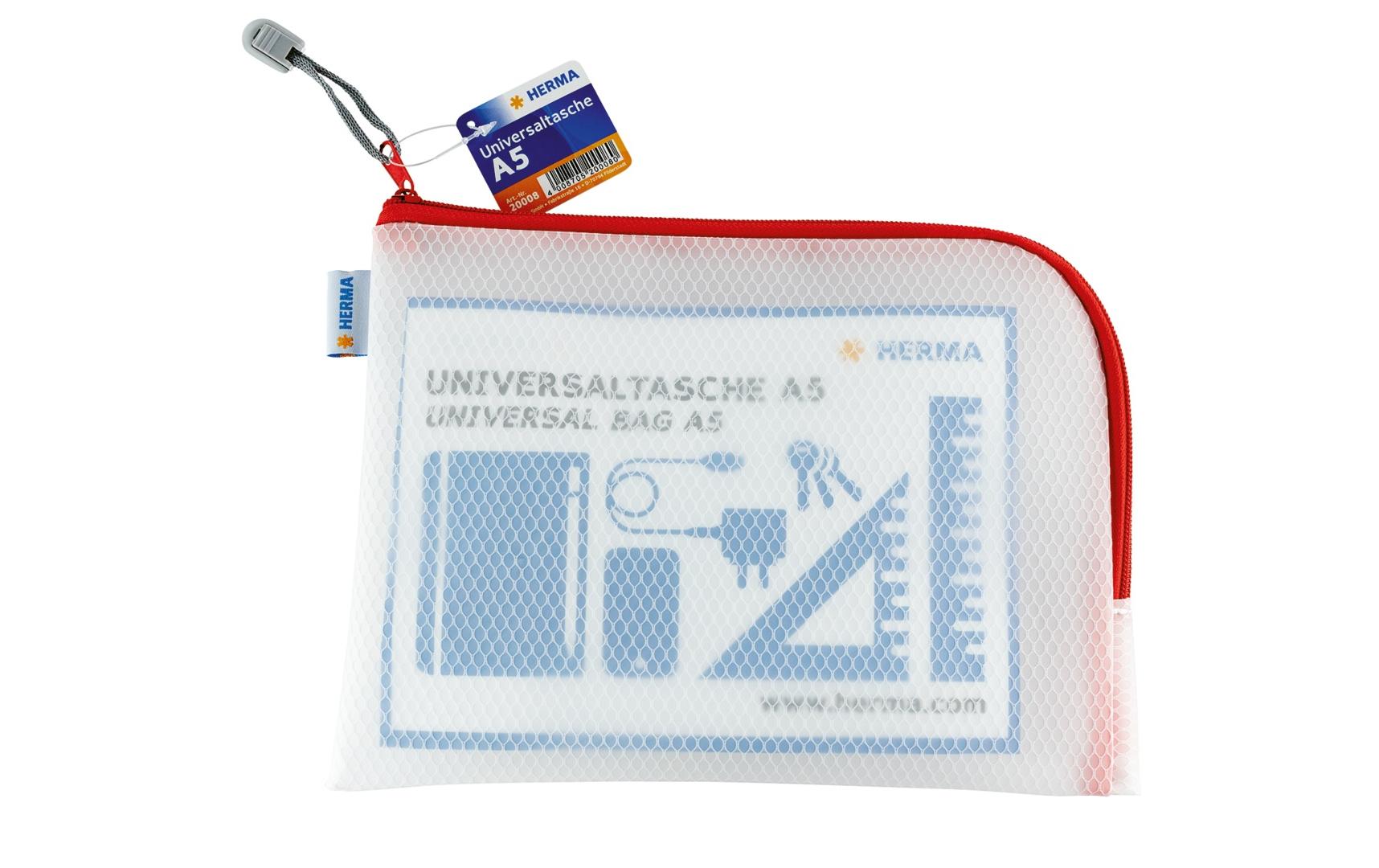 HERMA Reissverschlusstasche Etui – Rot – Kunststoff – 26,0 × 20,0 × 0,7 cm
