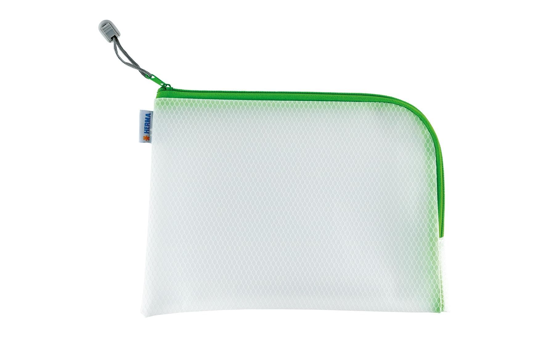 HERMA Reissverschlusstasche Etui – Grün – Kunststoff – 26,0 × 20,0 × 0,7 cm