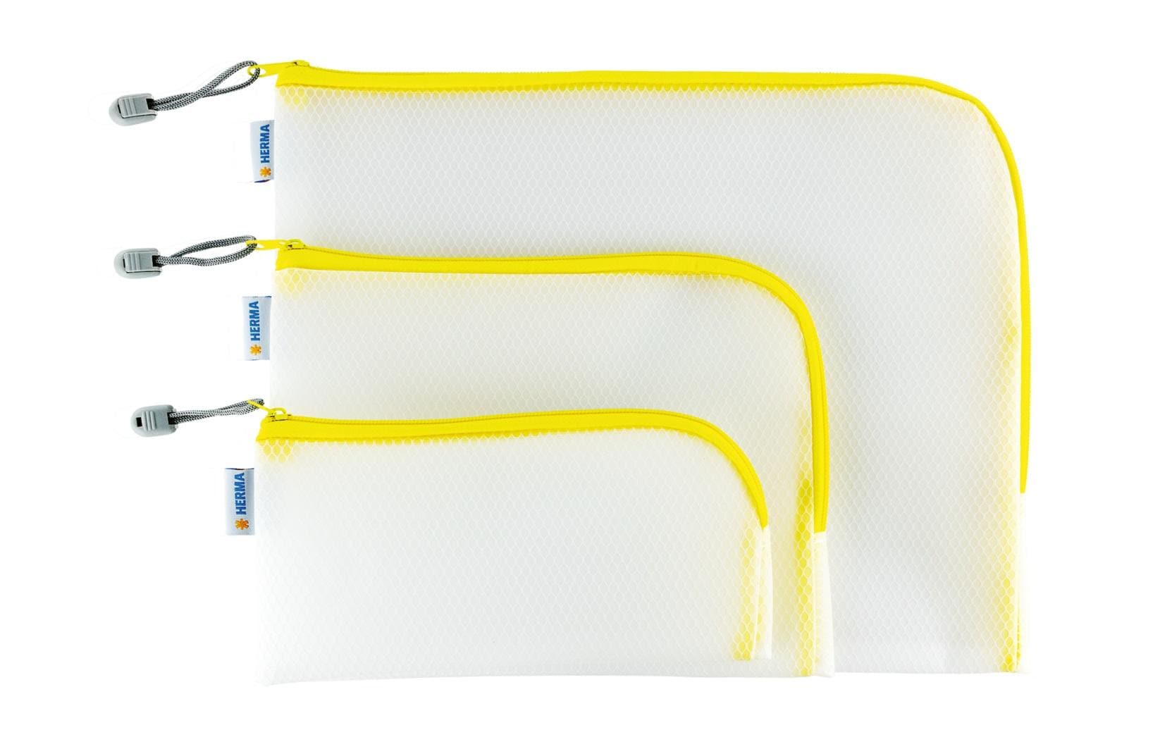 HERMA Reissverschlusstasche – 260 × 200 mm, Kunststoff, Gelb – 1 Stück