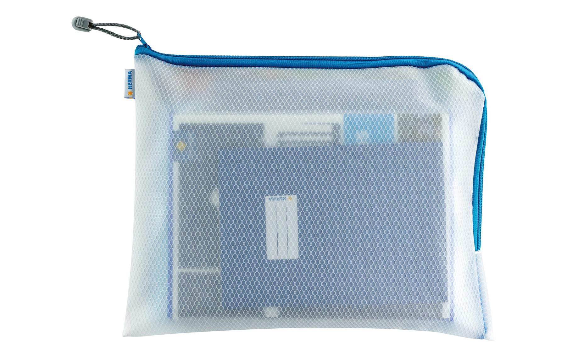 HERMA Reissverschlusstasche – Blau – Kunststoff – 36,0 × 28,0 × 0,7 cm