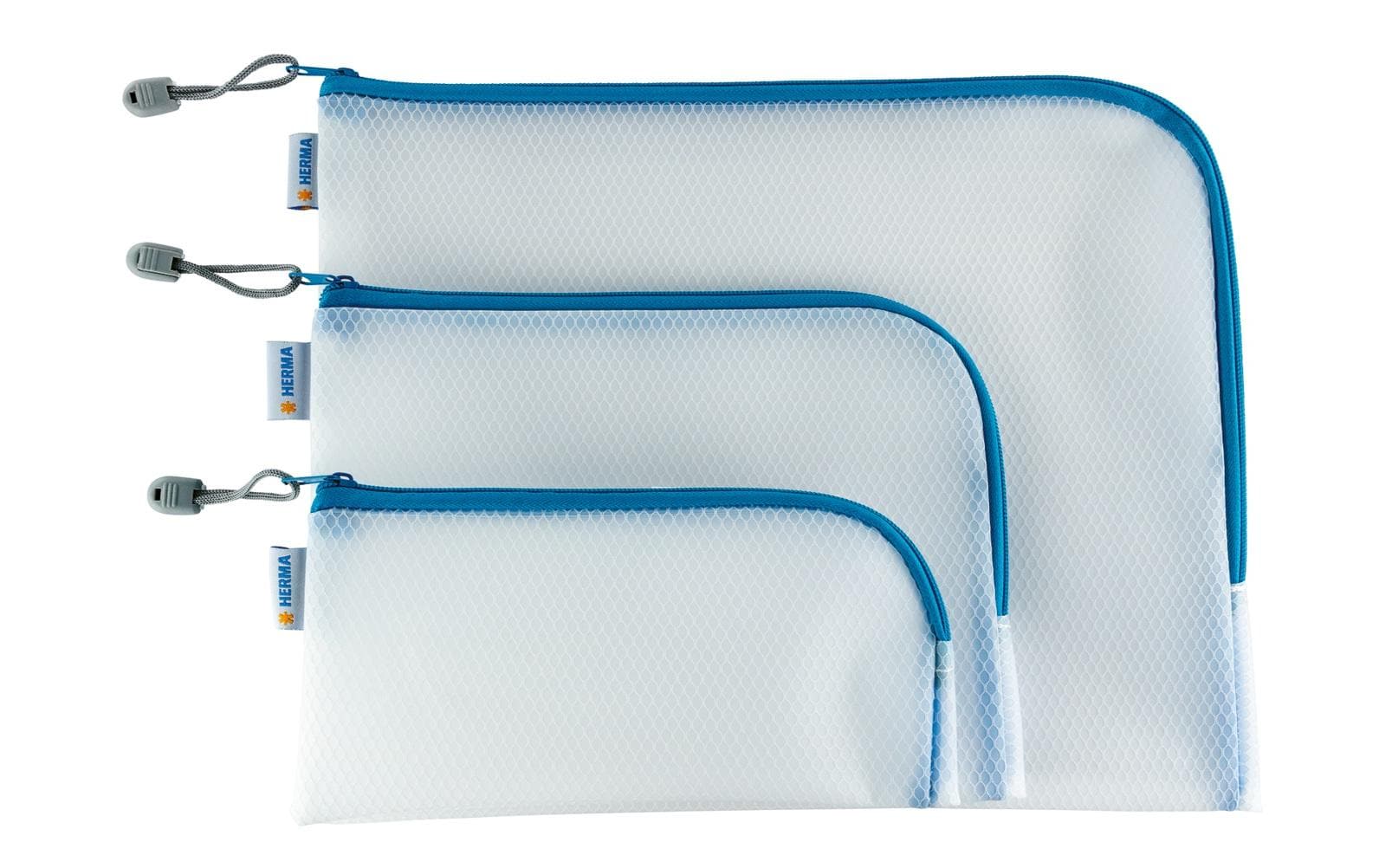 HERMA Reissverschlusstasche – Blau – Kunststoff – 36,0 × 28,0 × 0,7 cm