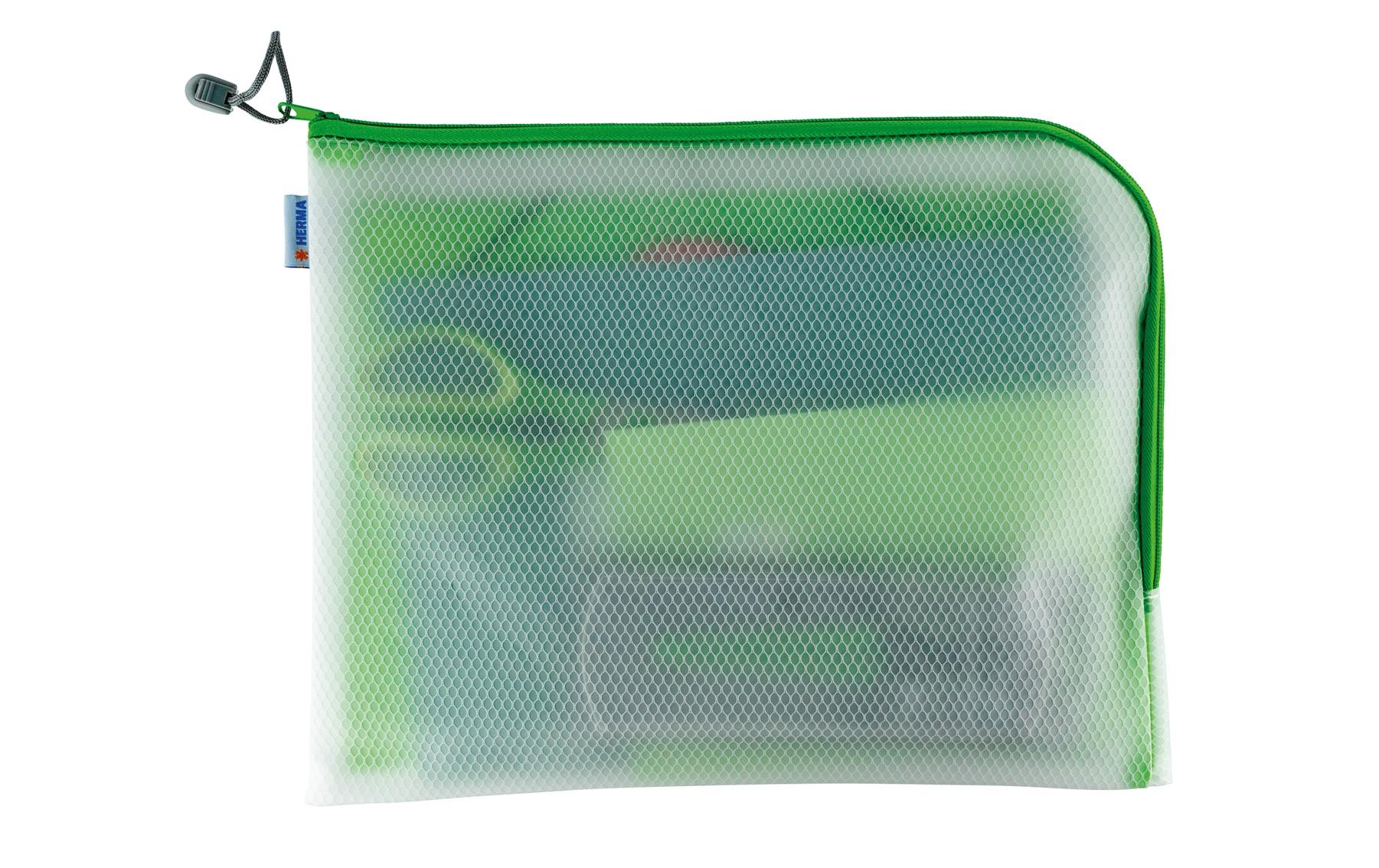 HERMA Reissverschlusstasche Etui – Grün – Kunststoff – 36 × 28 × 0,7 cm