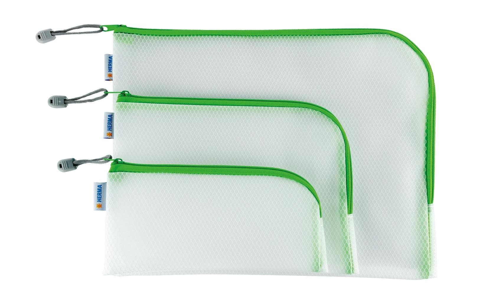 HERMA Reissverschlusstasche Etui – Grün – Kunststoff – 36 × 28 × 0,7 cm