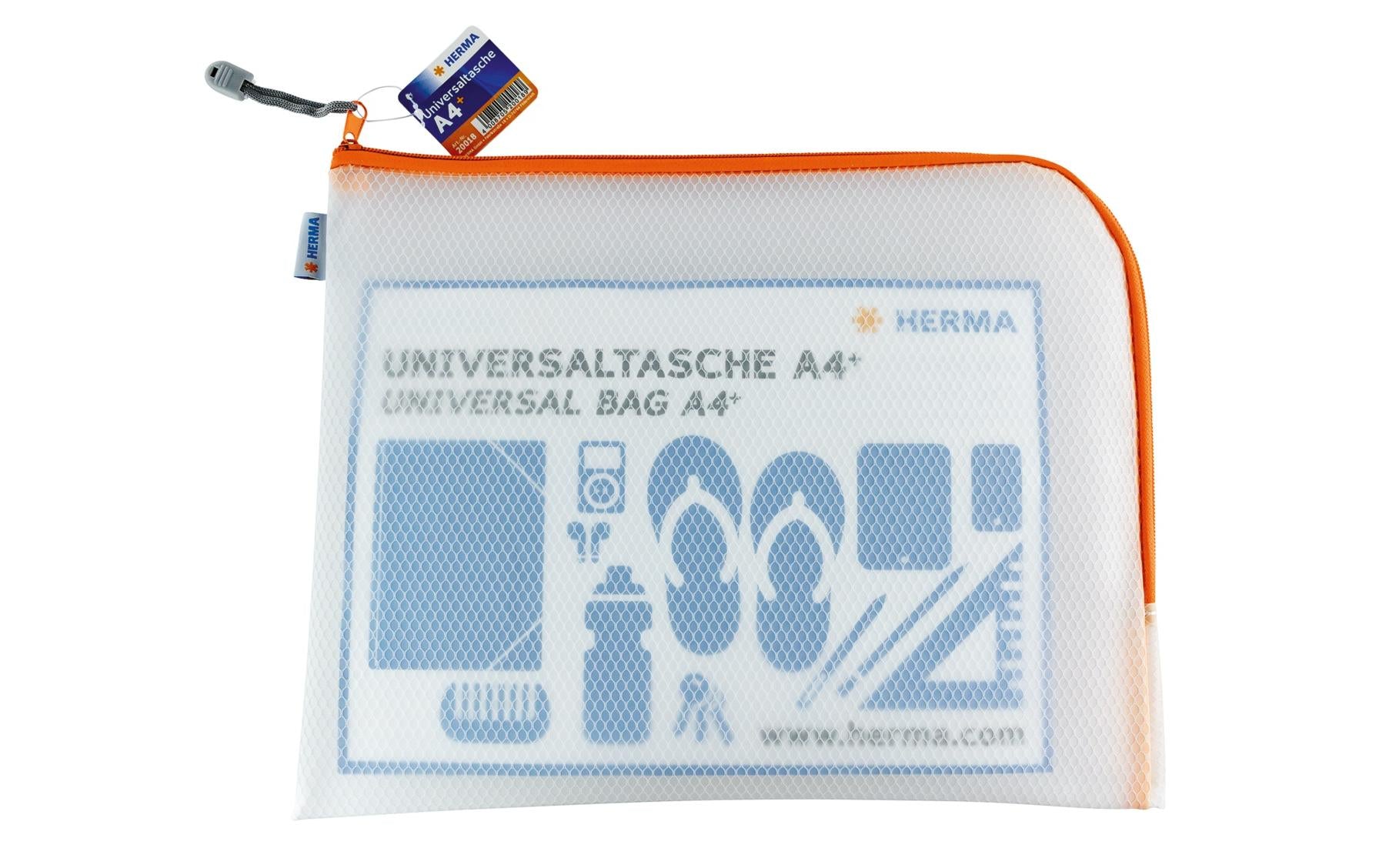HERMA Reissverschlusstasche – Orange – Kunststoff – 36,0 × 28,0 × 0,7 cm