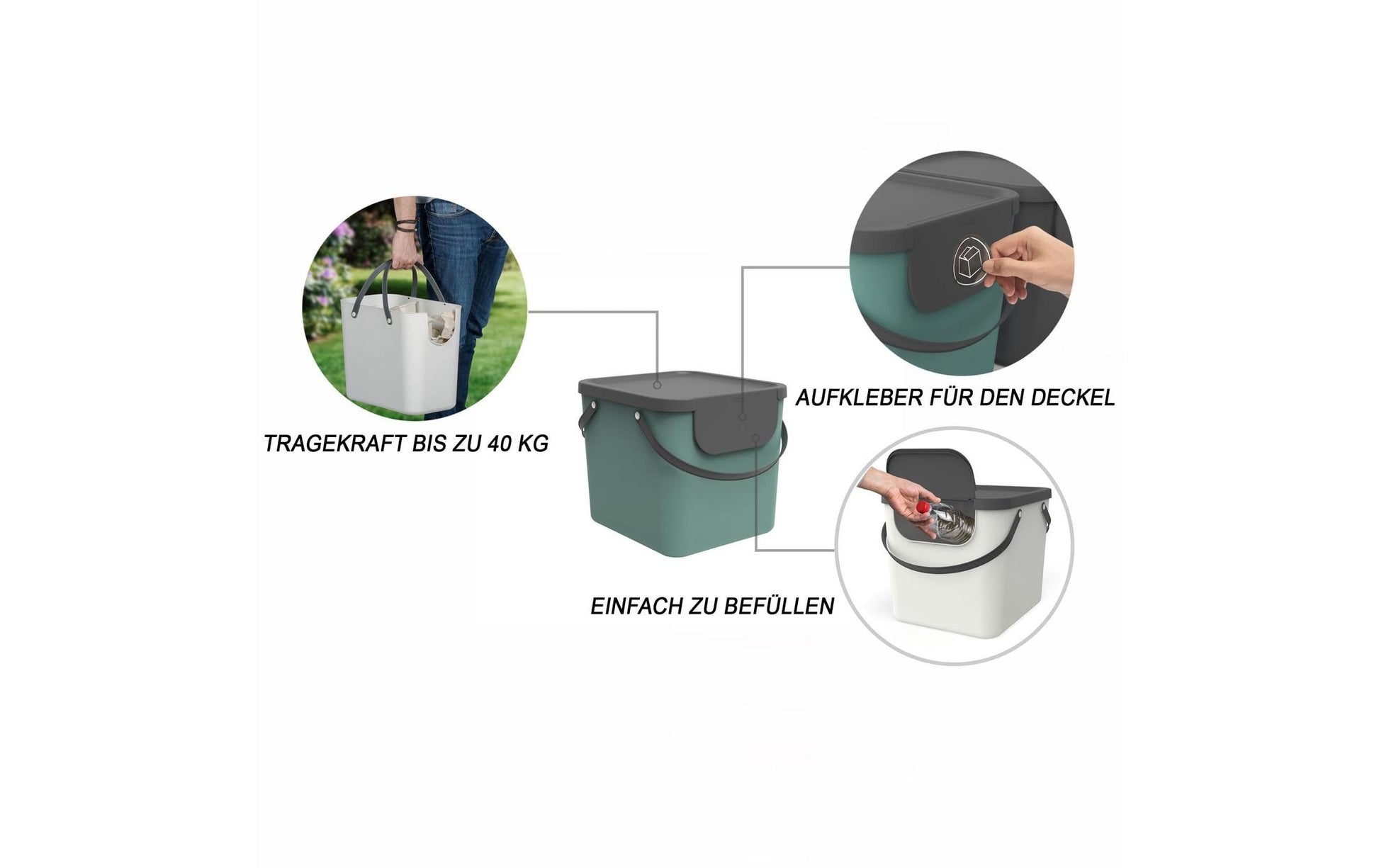 Rotho Recyclingbox Albula – 40 l – Kunststoff, rechteckig – grün