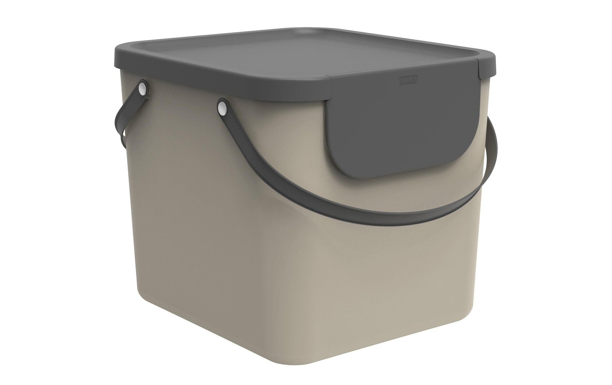 Rotho Abfallcontainer – 40 l – mit Deckel – Kunststoff, Cappuccino – B × H × T 358 × 340 × 400 mm