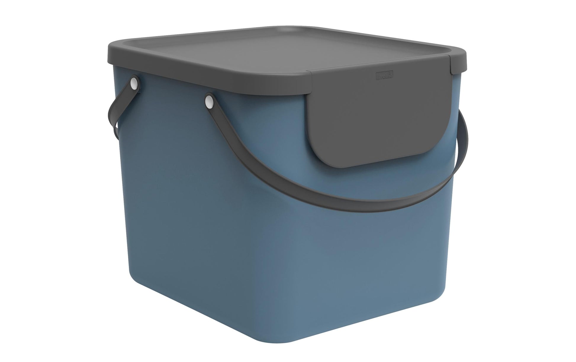 Rotho Abfallcontainer – 40 l – mit Deckel – Kunststoff, Horizon Blau – B × H × T 358 × 340 × 400 mm