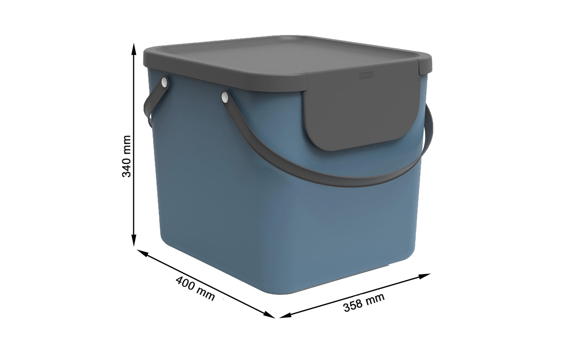 Rotho Abfallcontainer – 40 l – mit Deckel – Kunststoff, Horizon Blau – B × H × T 358 × 340 × 400 mm