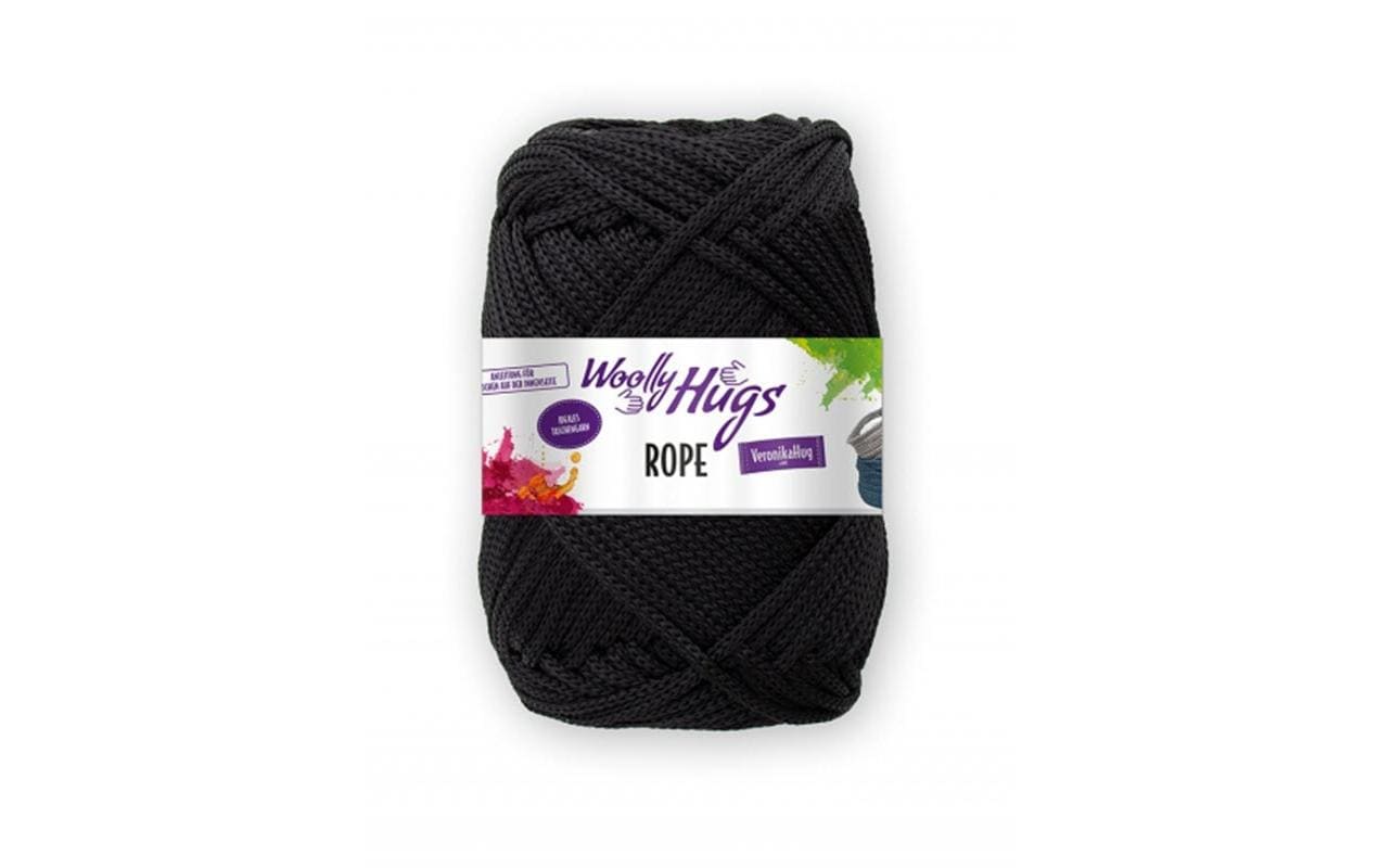 Wolly Hugs Rope Textilgarn Schwarz – 200 g, 140 m, Polyester, 1 Stk.
