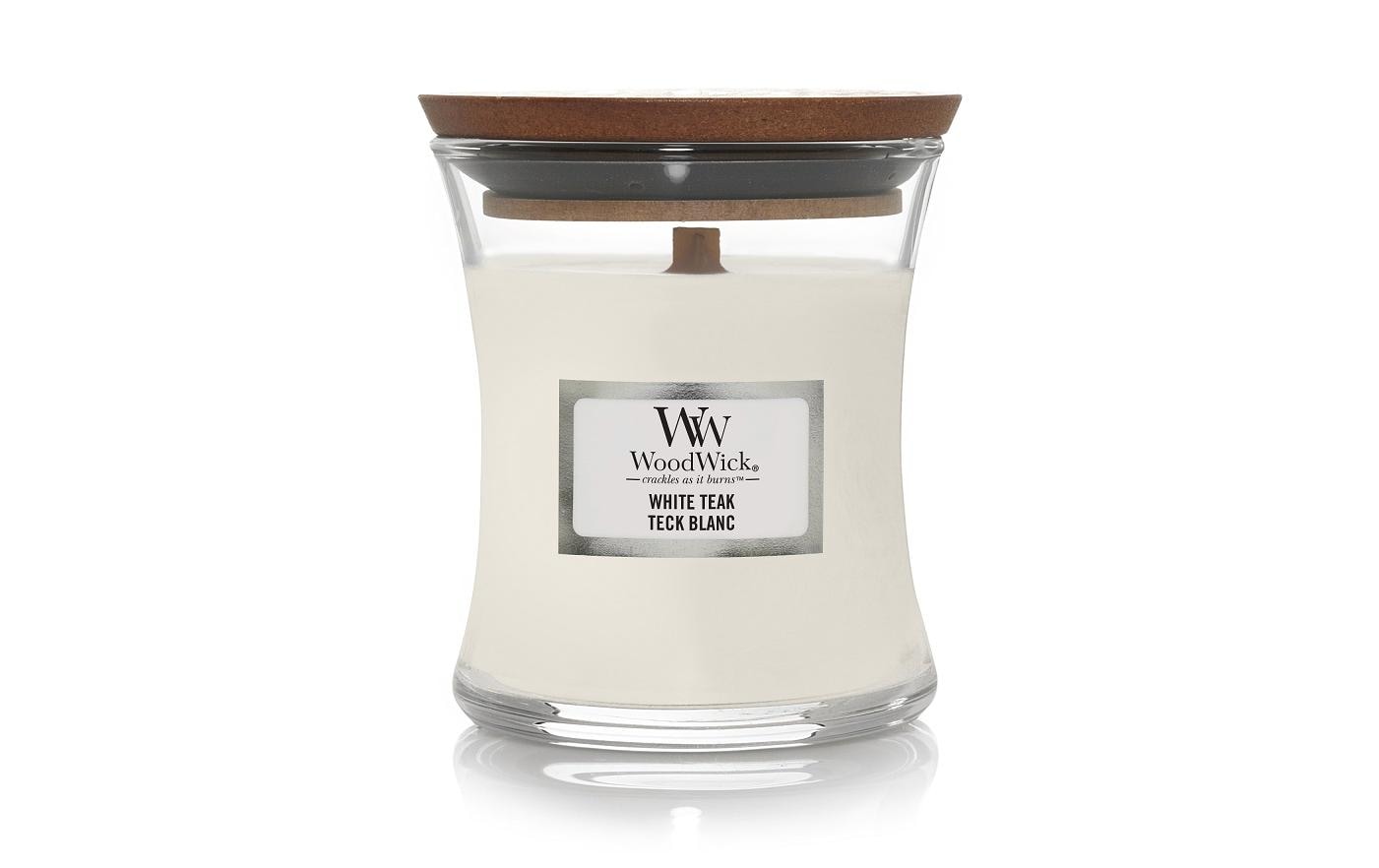 WoodWick Duftkerze, Weiss, Glas, Ø 10 cm × 11 cm, Parfümiert (Lavendel), 1 Stück