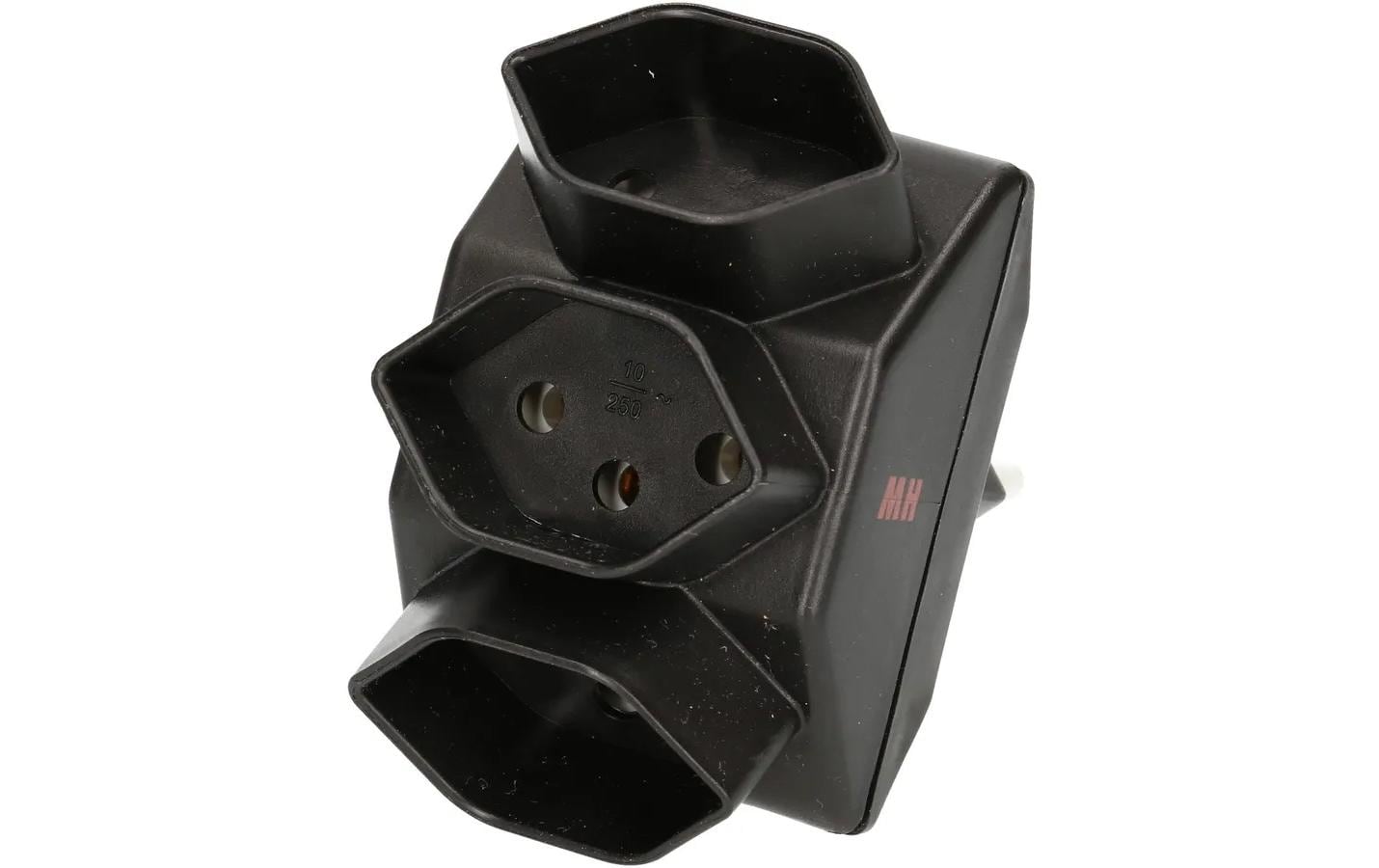 Max Hauri AG Max Hauri Steckdosenleiste, 3×T13, Eingang T12, 80×80×48 mm – schwarz