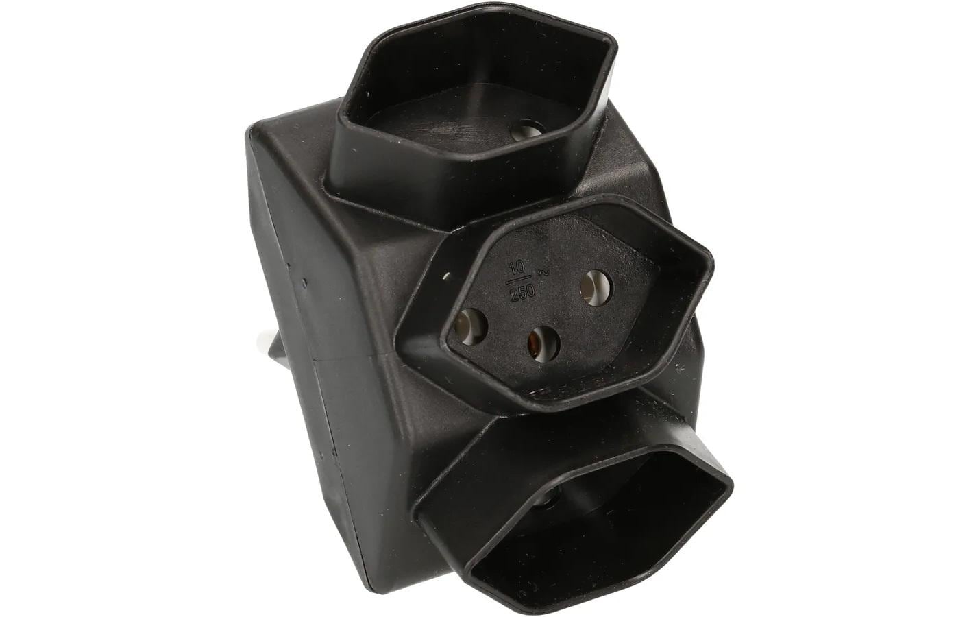 Max Hauri AG Max Hauri Steckdosenleiste, 3×T13, Eingang T12, 80×80×48 mm – schwarz