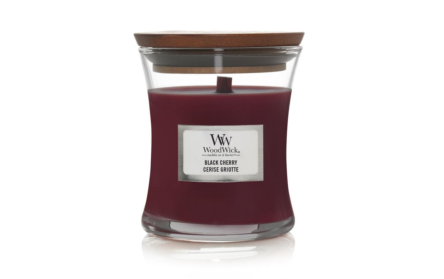 WoodWick Duftkerze – Black Cherry – Ø 7 × 8 cm