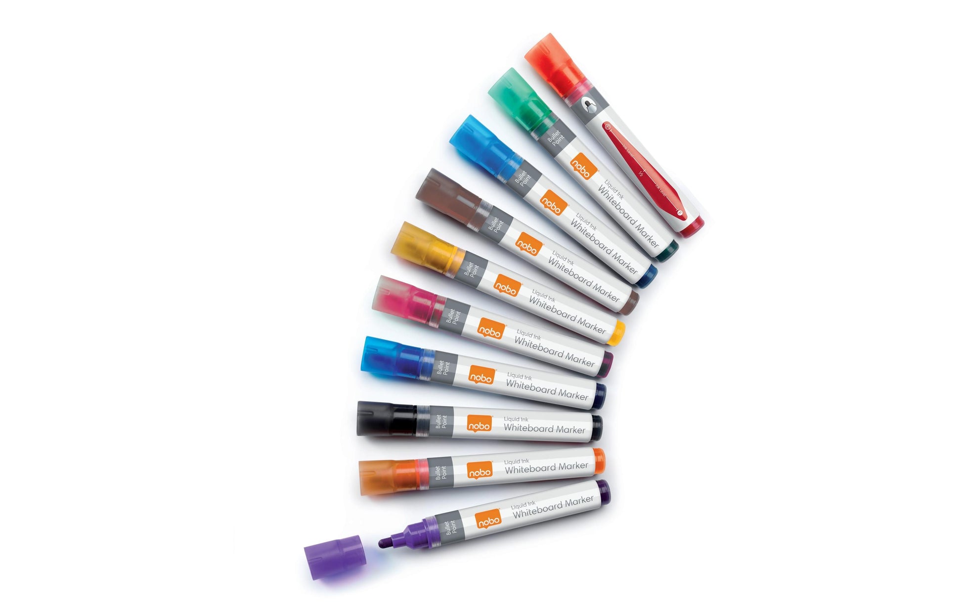 Nobo Whiteboard-Marker – Pinselspitze 3 mm, sortiert, 10 Stk., trocken abwischbar – für Emaille