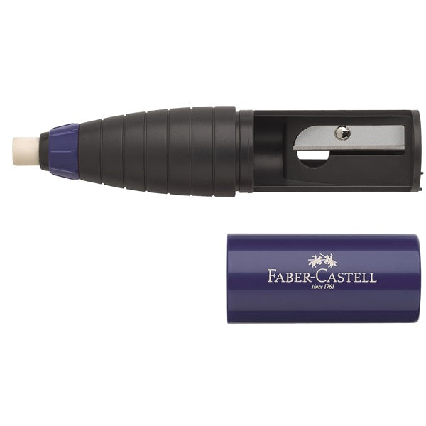 Faber-Castell Spitzer – manuell, 1-Loch, mit Behälter, für Blei- und Buntstifte, Kunststoff, assortiert