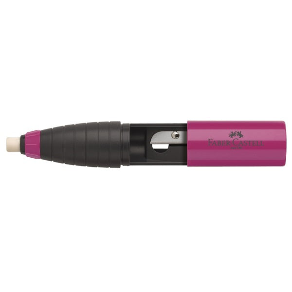 Faber-Castell Spitzer – manuell, 1-Loch, mit Behälter, für Blei- und Buntstifte, Kunststoff, assortiert