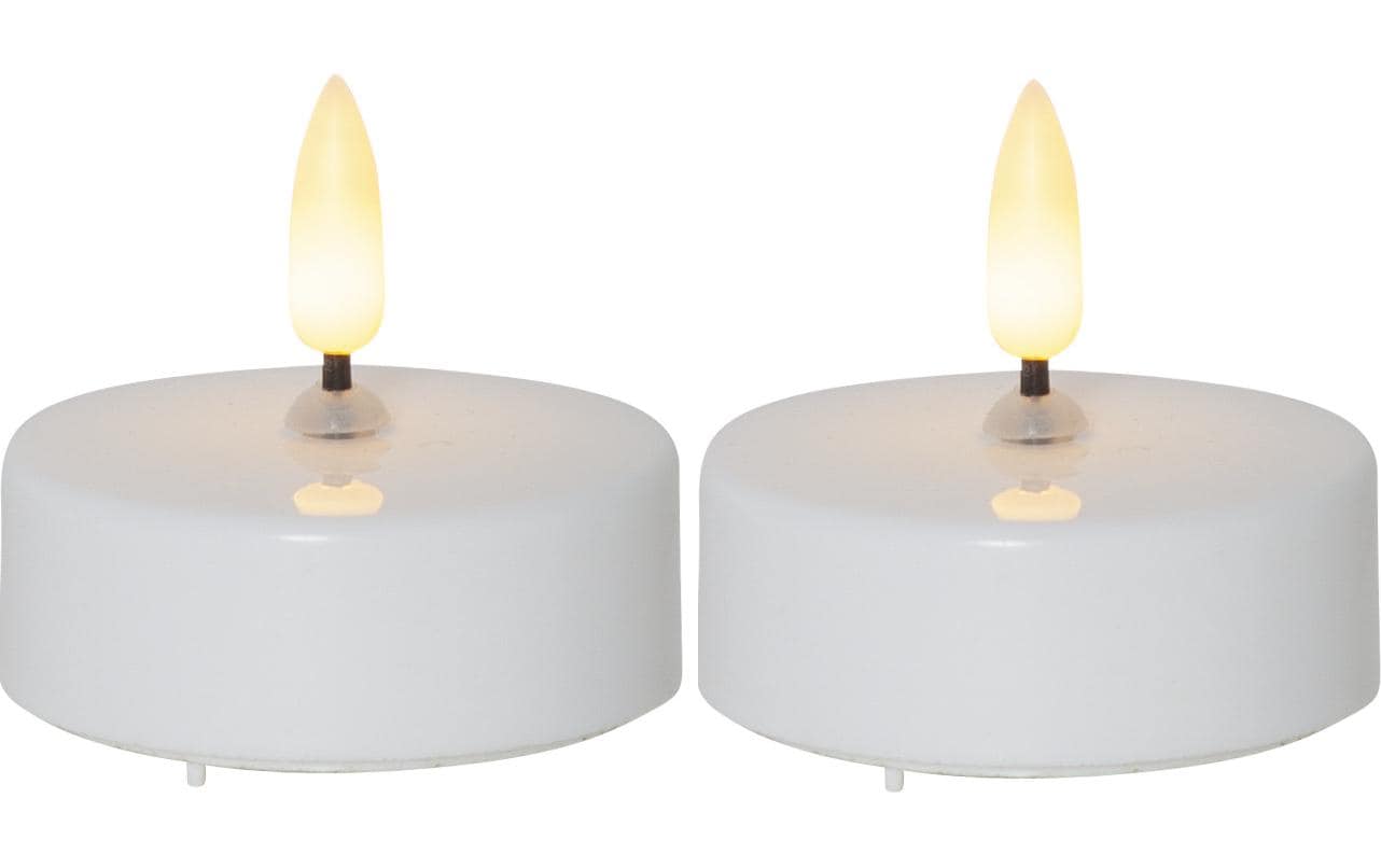 Star Trading LED-Teelicht Flamme – 2er Pack, Ø 5,8 × 5,5 cm, 0,03 W, Warmweiss, Timer