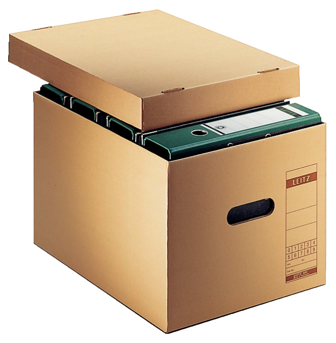 Leitz Premium 60810000 – Archivkarton, für A4, 335 × 440 × 280 mm, Karton, braun, mit Deckel