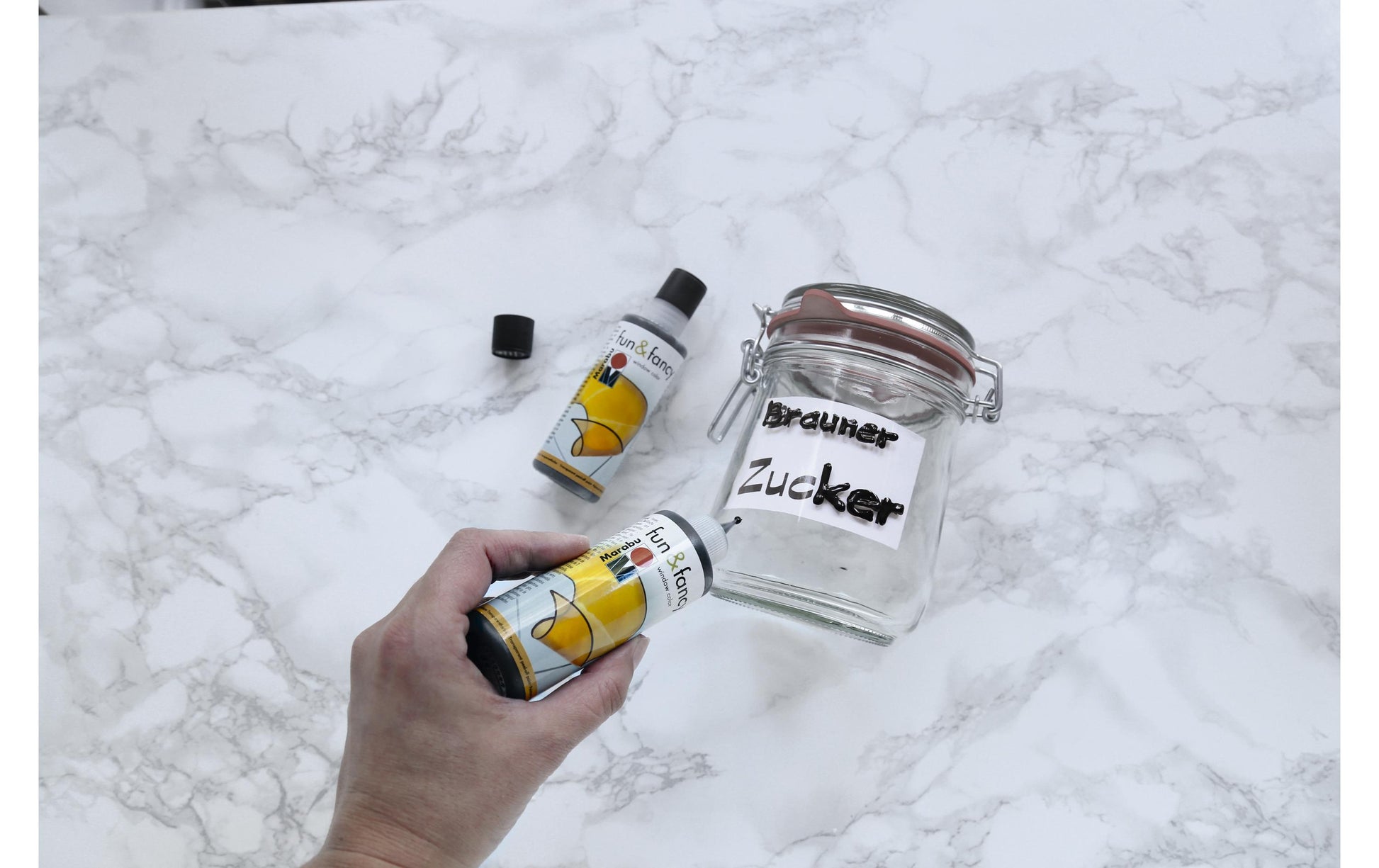 Marabu Fun & Fancy – Fenstermalfarbe – Schwarz, 80 ml, für Glas & Porzellan