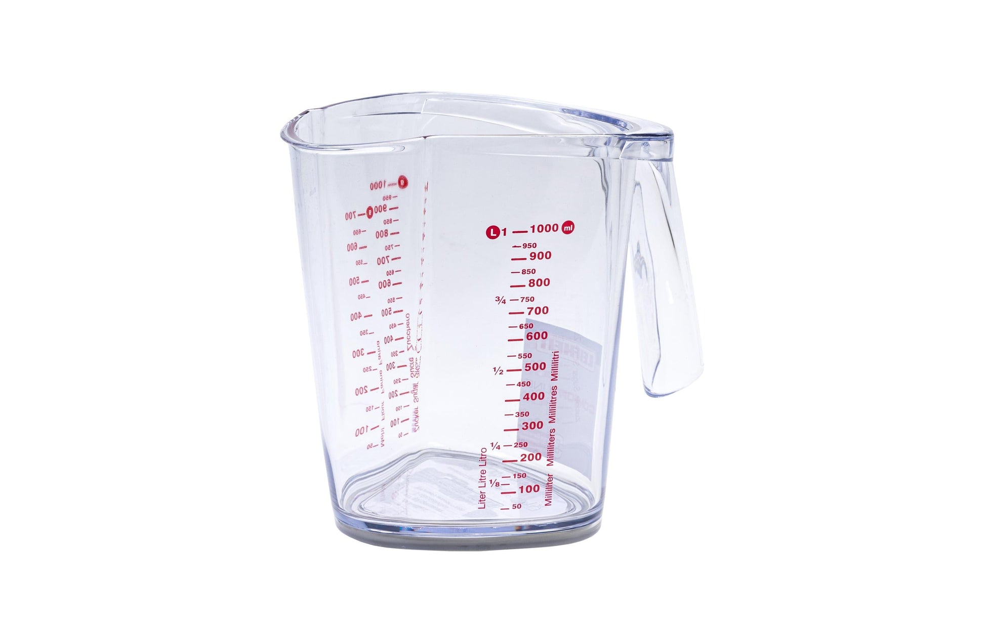 Leifheit Messbecher 1 l, Kunststoff, transparent/rot