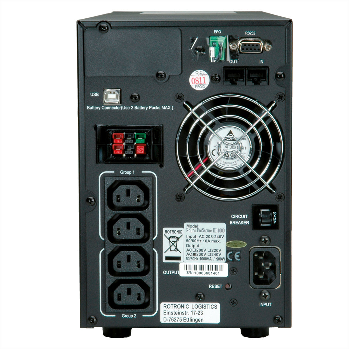 ROLINE ProSecure III 1000 USV 1,0 kVA/900 W Online – Tower – C13×4, Eingang IEC C14 – schwarz