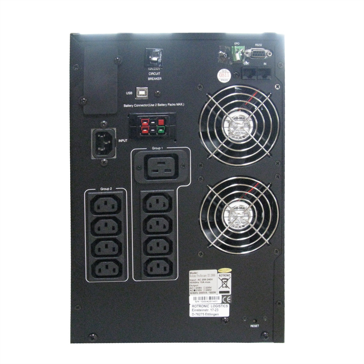 ROLINE ProSecure III 2000 USV 2,0 kVA/1800 W Online – Tower – C13×8, C19×1, Eingang IEC C14 – schwarz