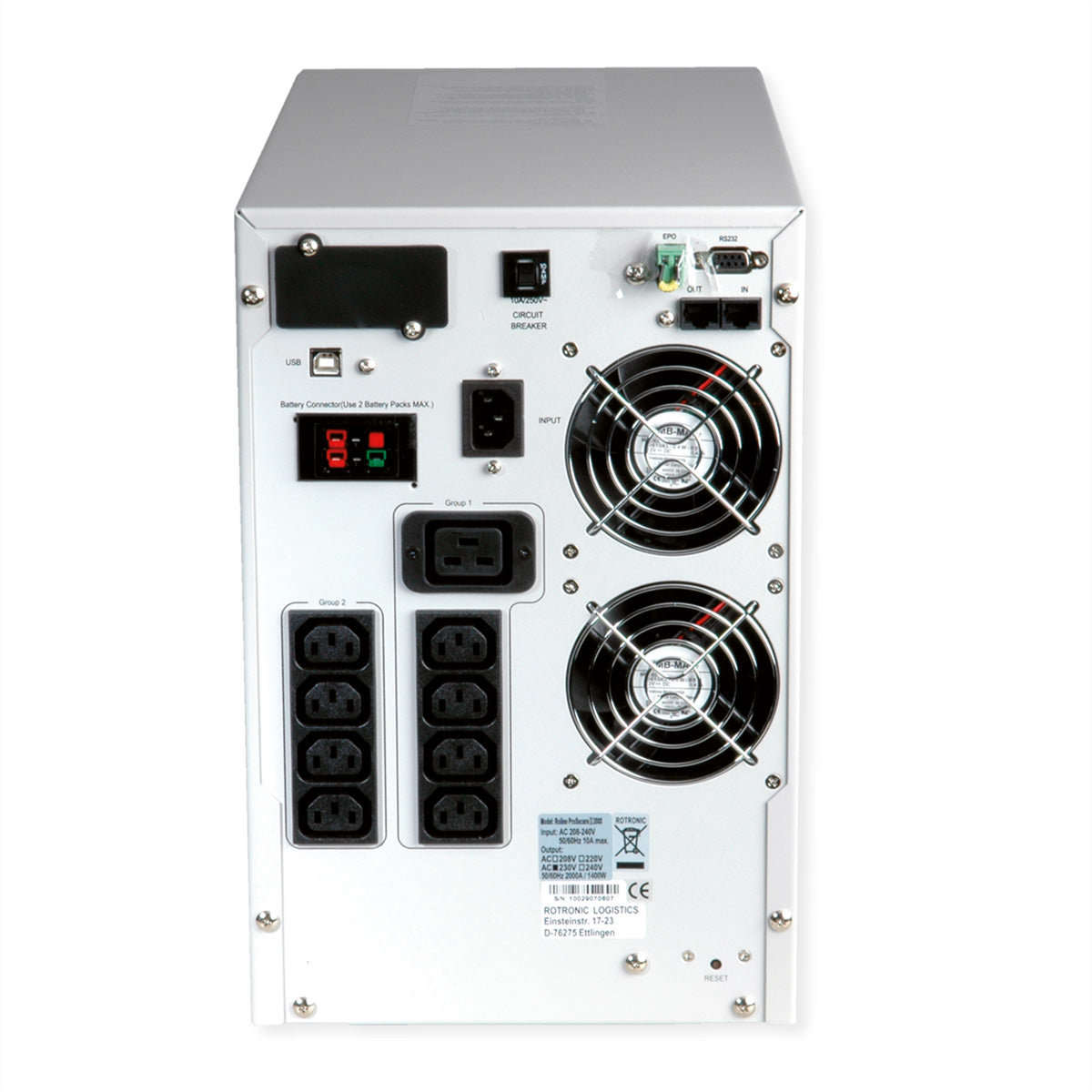 ROLINE ProSecure II 2000 USV 2,0 kVA/1400 W Online – Tower – C13×8, C19×1 – Eingang IEC C14