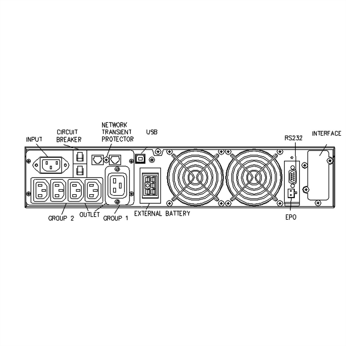 ROLINE ProSecure II 2000 RM2HE USV 2,0 kVA/1400 W Online – 19" Rack 2U – C13×4, C19×1, Eingang IEC C14