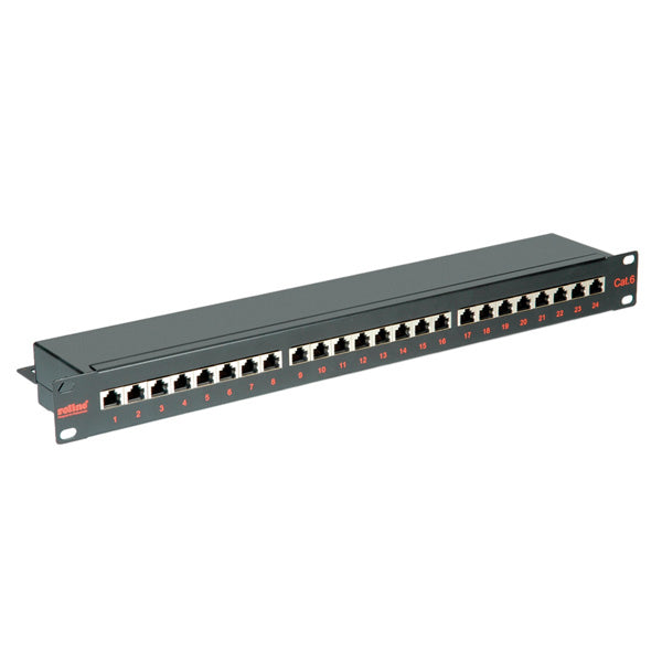 ROLINE Patchpanel Cat.6 (Klasse E) – 24× RJ-45, geschirmt, 19", 1U, schwarz