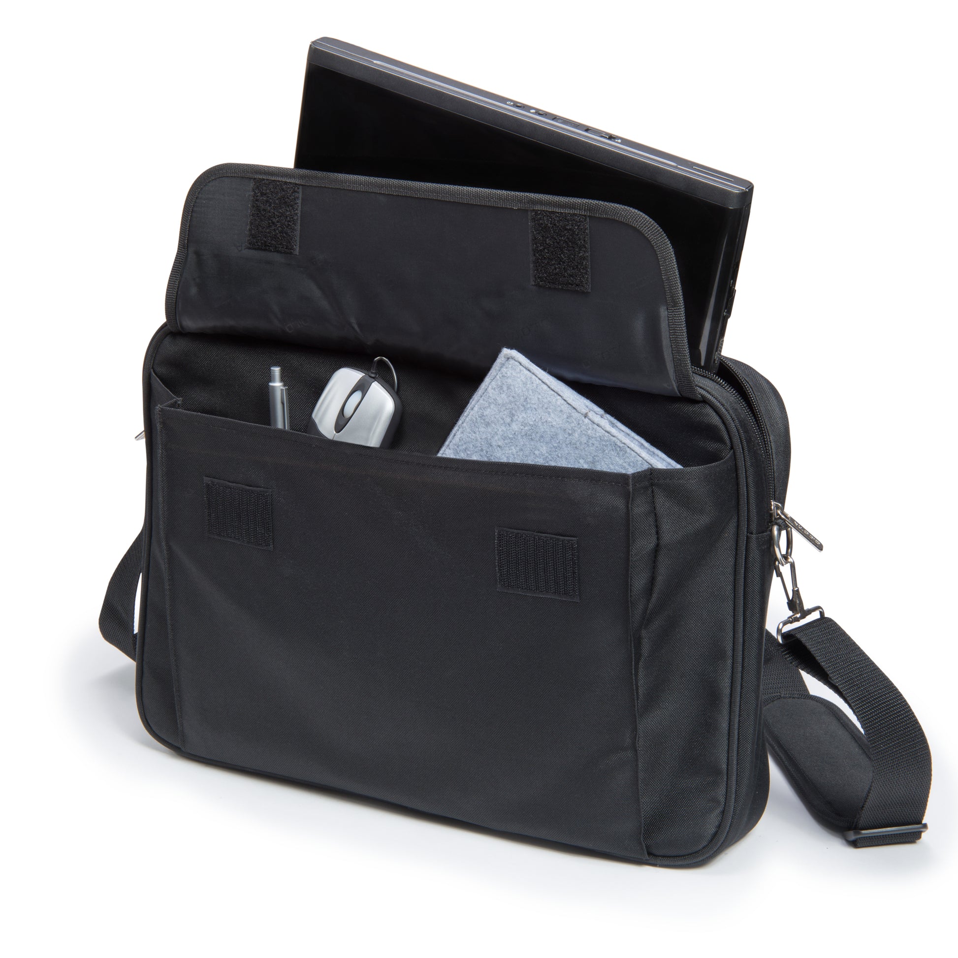DICOTA Notebook-Tasche bis 15,6" – mit Schultergurt, Maus enthalten – Schwarz