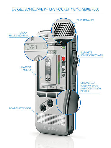 Philips Digital Pocket Memo 7200 – Digitales Diktiergerät – 32 GB, 30 h – Silber