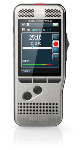 Philips Digital Pocket Memo 7200 – Digitales Diktiergerät – 32 GB, 30 h – Silber