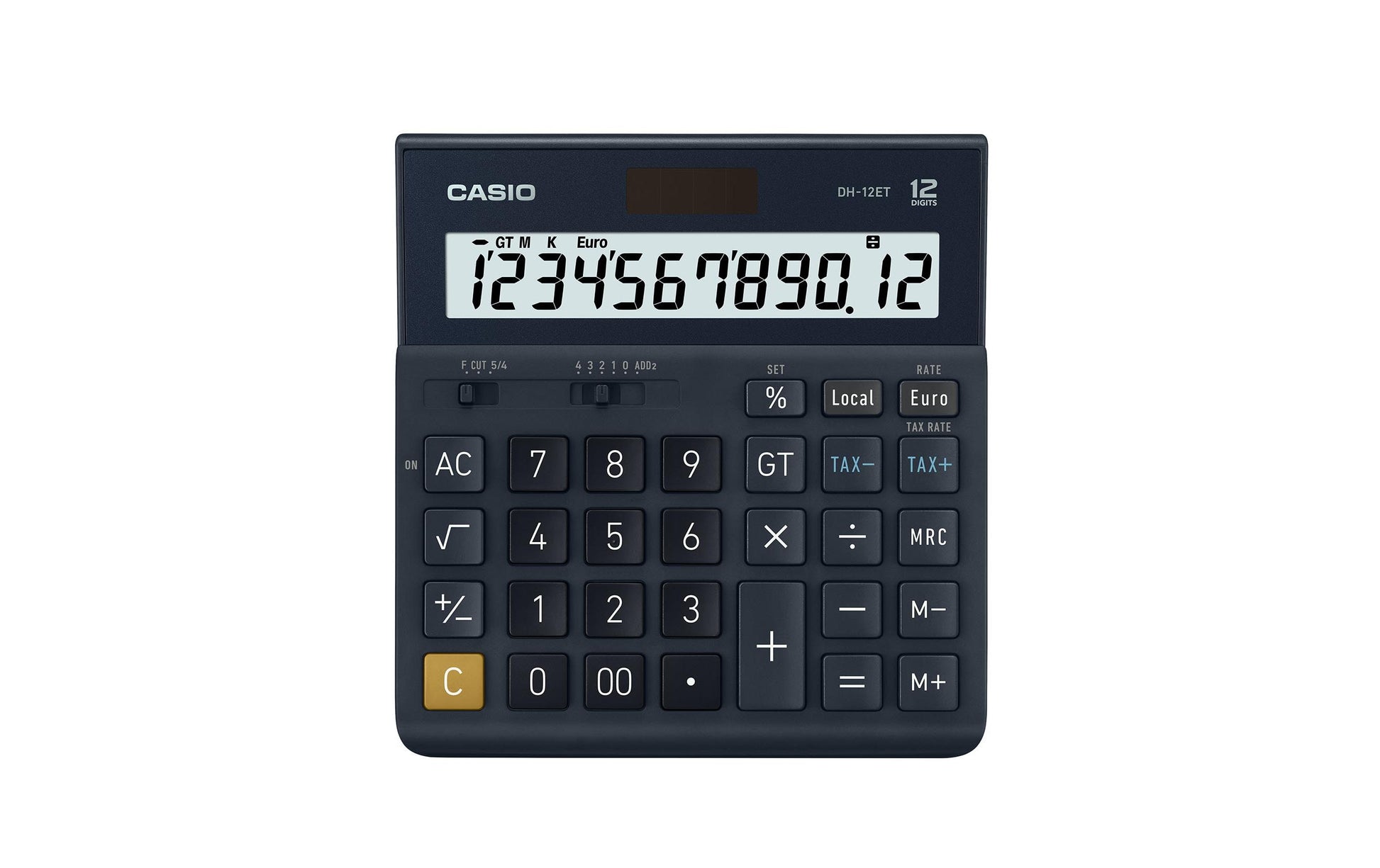Casio Tischrechner DH-12ET – 12-stellig – Solar/Batterie – Schwarz