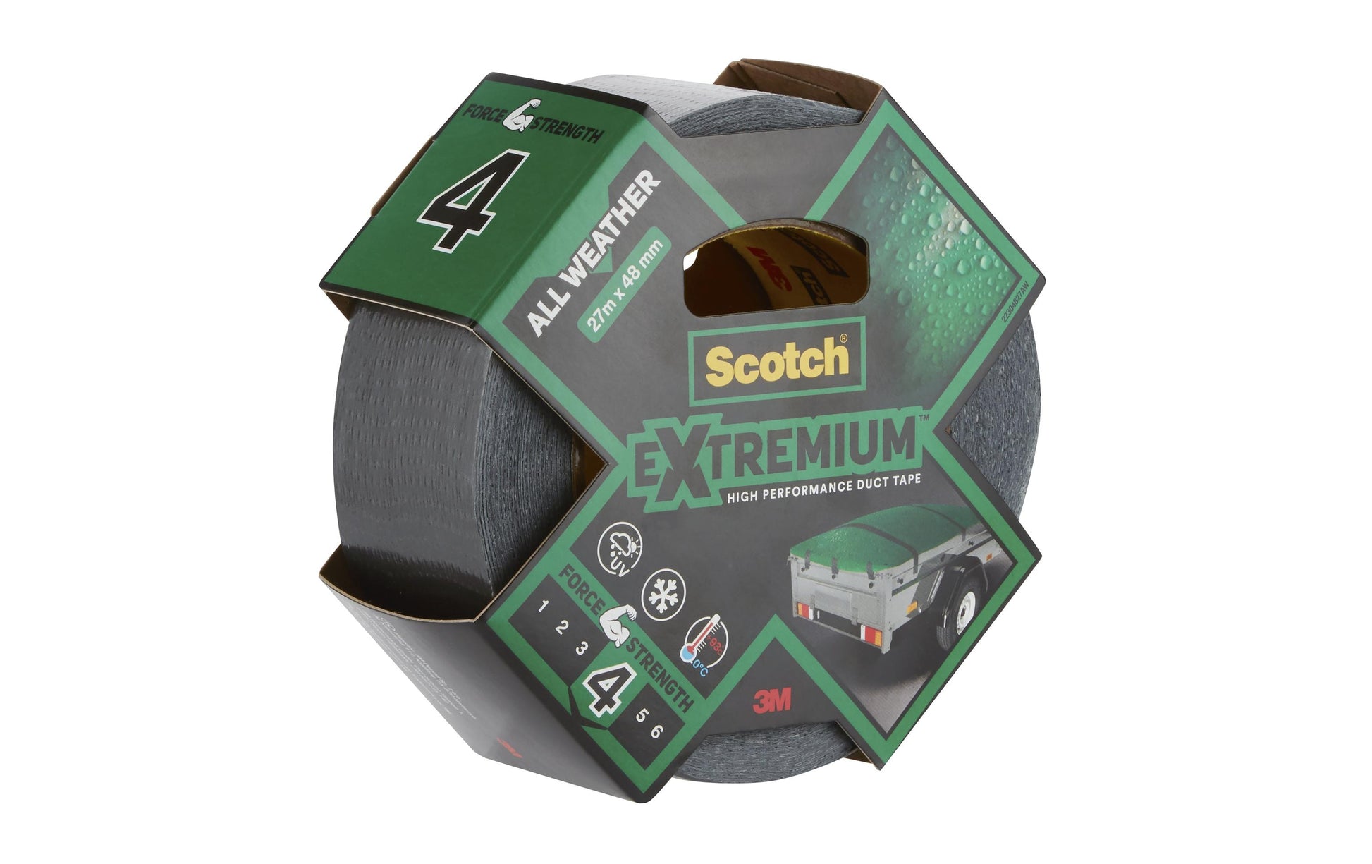 3M Extremium Gewebeband – 48 mm × 27,4 m, schwarz, wetterfest, extra stark