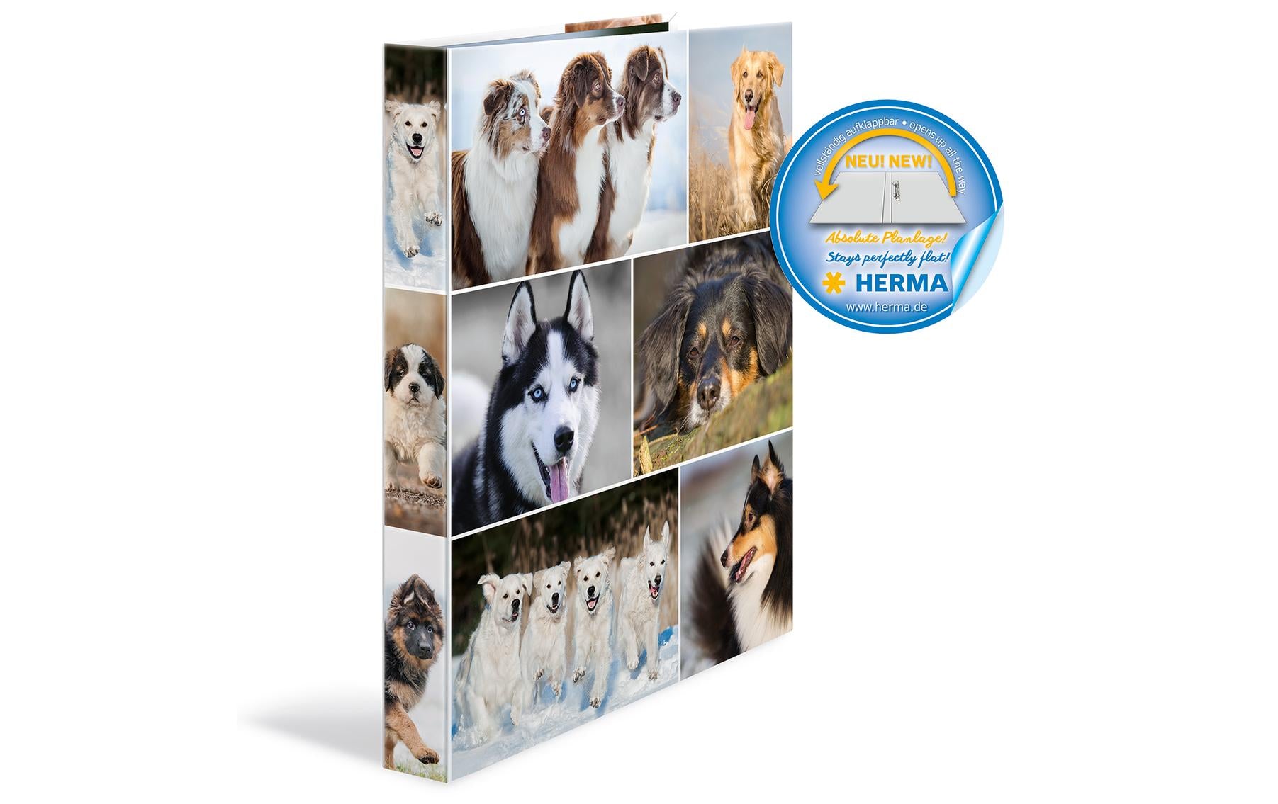 HERMA Zeigebuch Animals – A4 Hochformat – 2-Ring Bügelmechanik, Rücken 35 mm – Mehrfarbig, Karton, mit Niederhalte