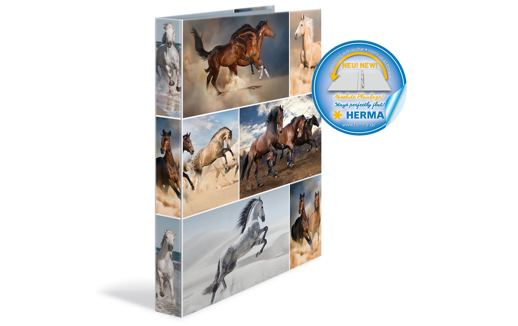 HERMA Zeigebuch – A4 Hochformat – 4-Ring Bügelmechanik, 35 mm Rücken – Mehrfarbig, Karton, mit Niederhalter