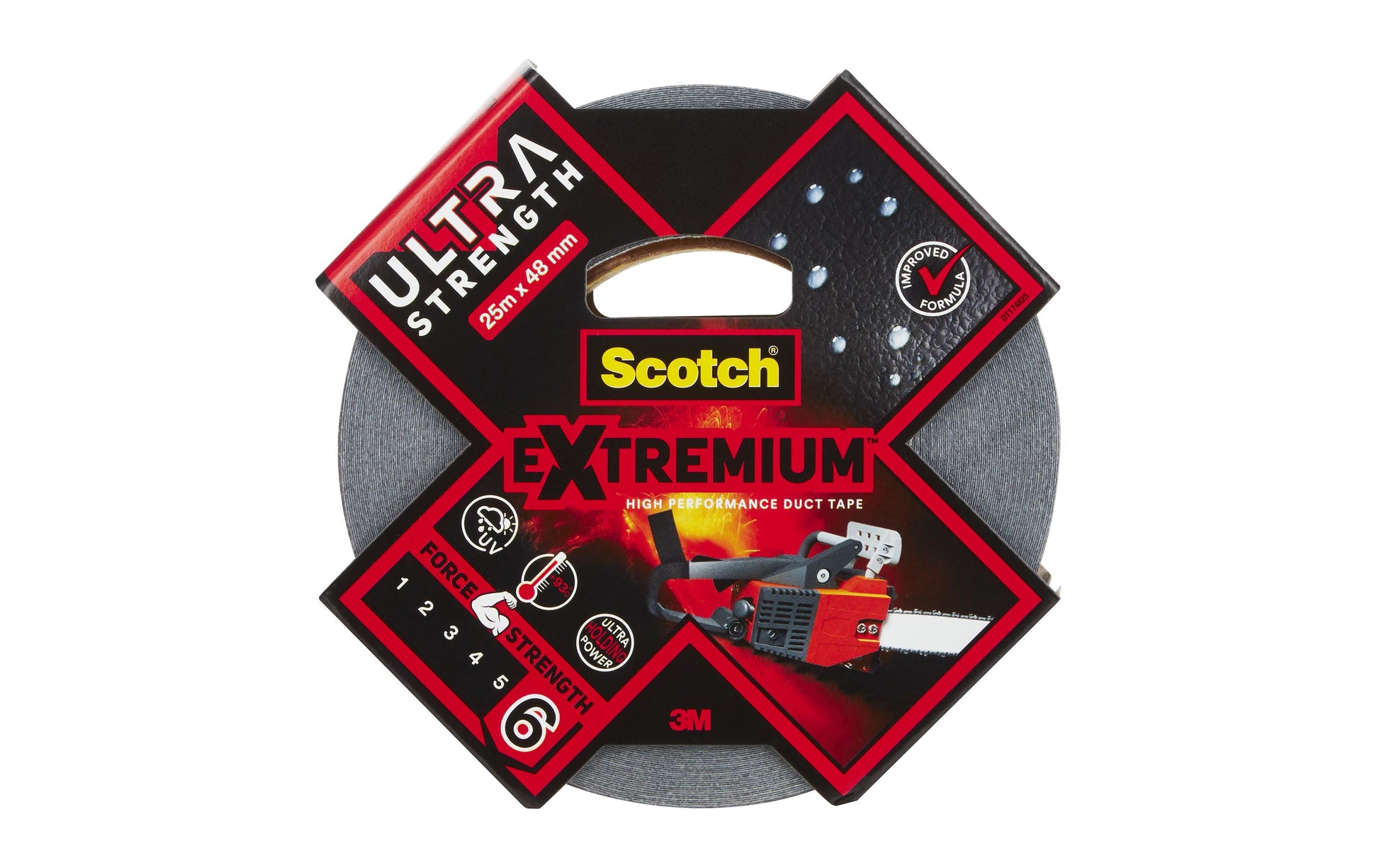 3M Extremium ULTRA H.P. Gewebeband/Gaffa – 48 mm × 25 m, schwarz, extra stark, wasserfest, UV-beständig