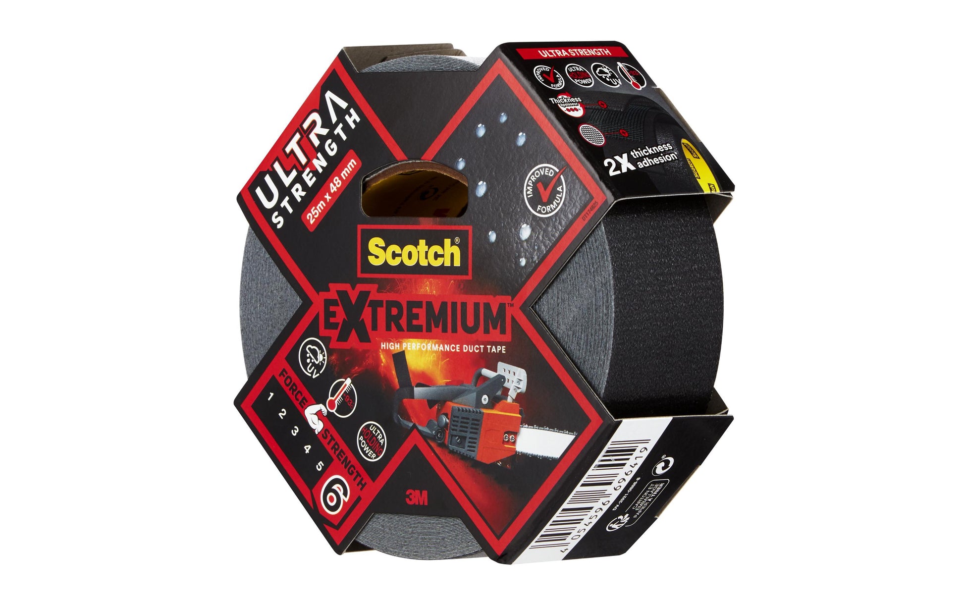3M Extremium ULTRA H.P. Gewebeband/Gaffa – 48 mm × 25 m, schwarz, extra stark, wasserfest, UV-beständig