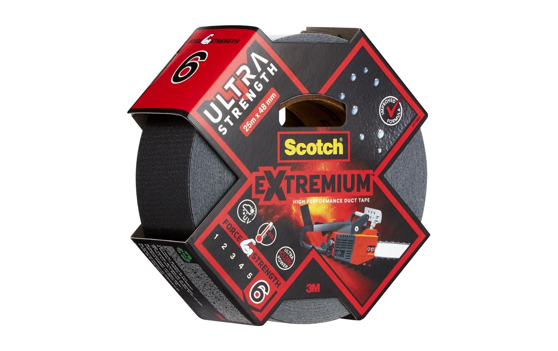 3M Extremium ULTRA H.P. Gewebeband/Gaffa – 48 mm × 25 m, schwarz, extra stark, wasserfest, UV-beständig