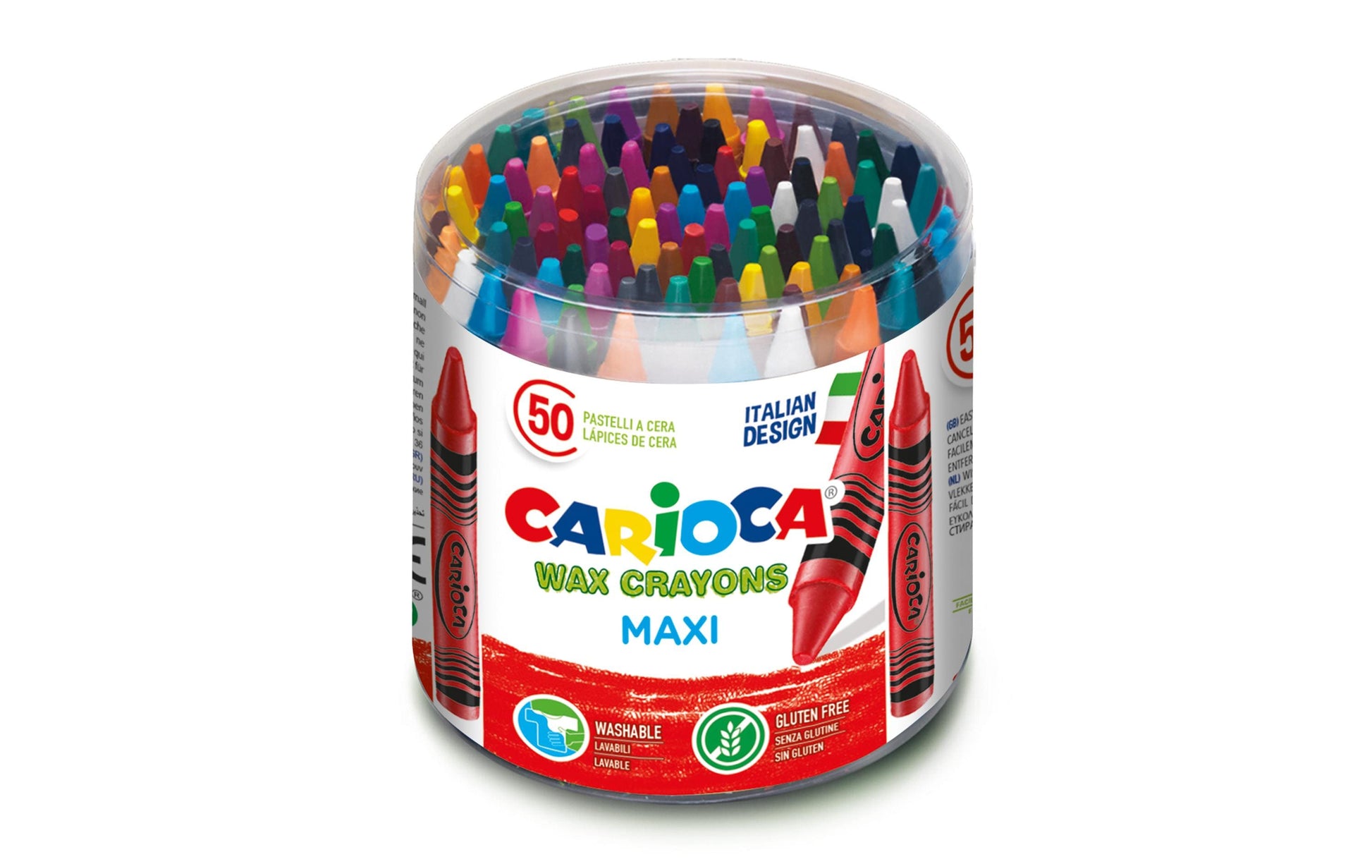 Carioca Wachsmalkreiden – 50 Stk., waschbar, rund, Kunststoffkasten