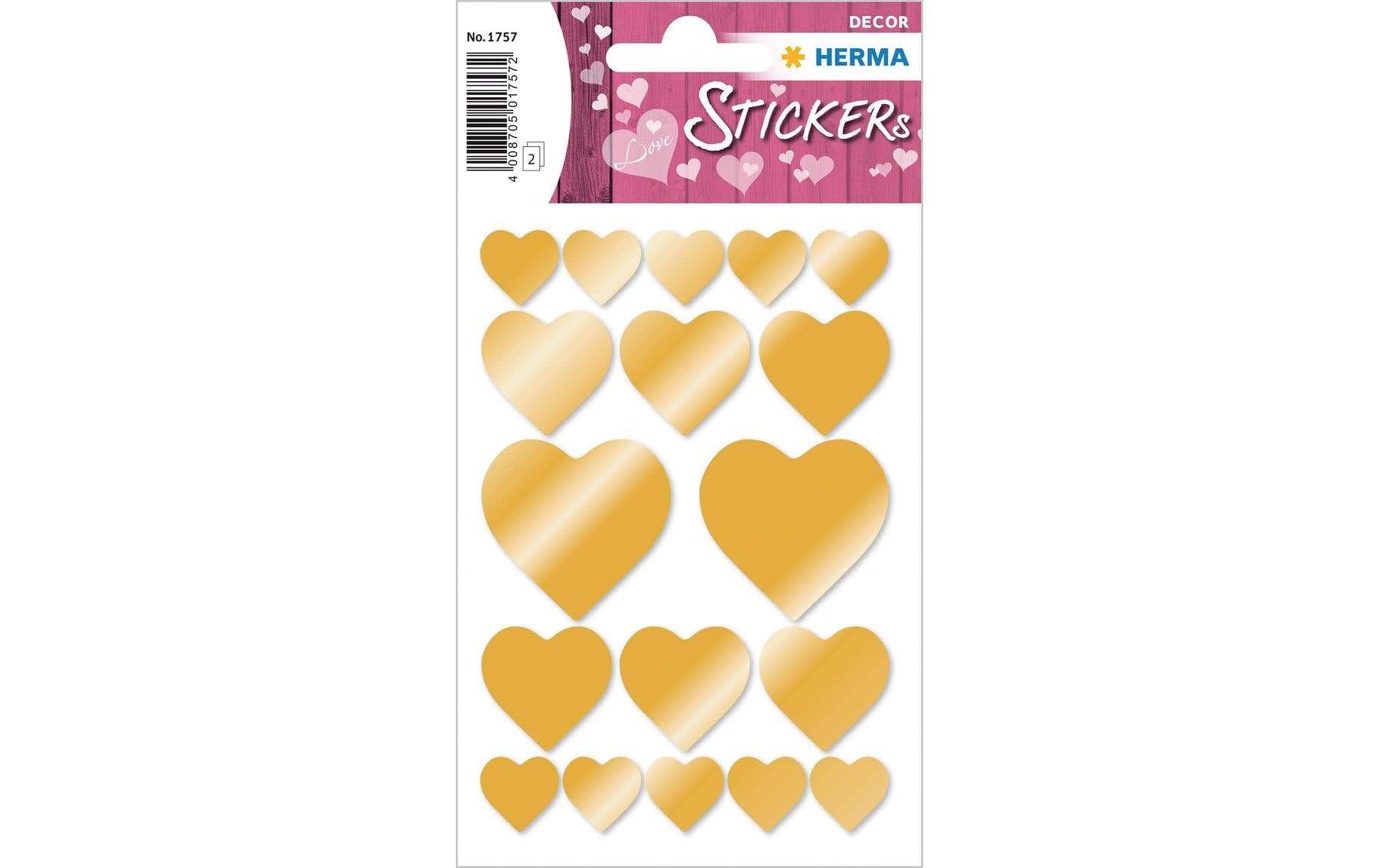 HERMA Schmucketiketten – Herzen – 36 Stück – permanent – Gold